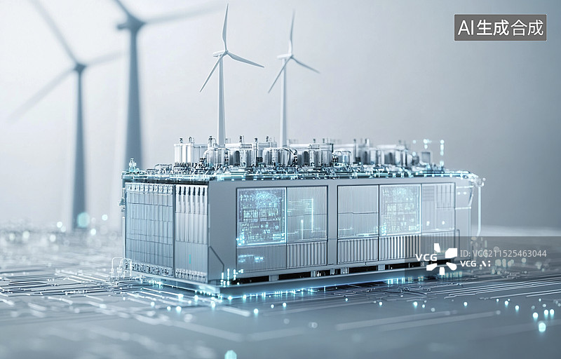 【AI数字艺术】风力发电机变压器发电站图片素材