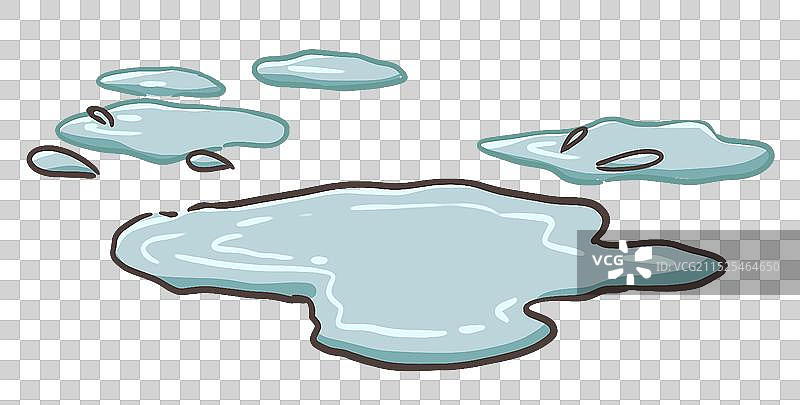 手绘卡通水坑元素图片素材