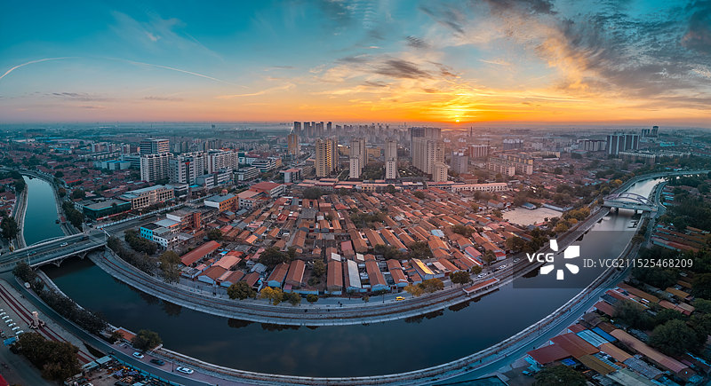 初冬的青县运河日出图片素材