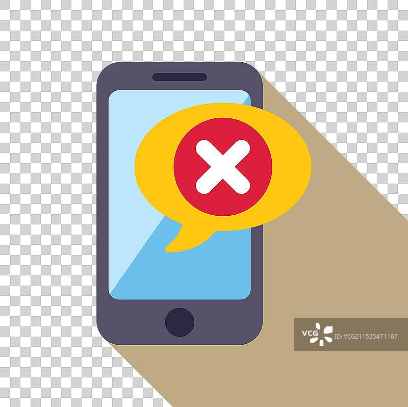 显示带叉号错误信息的智能手机图片素材