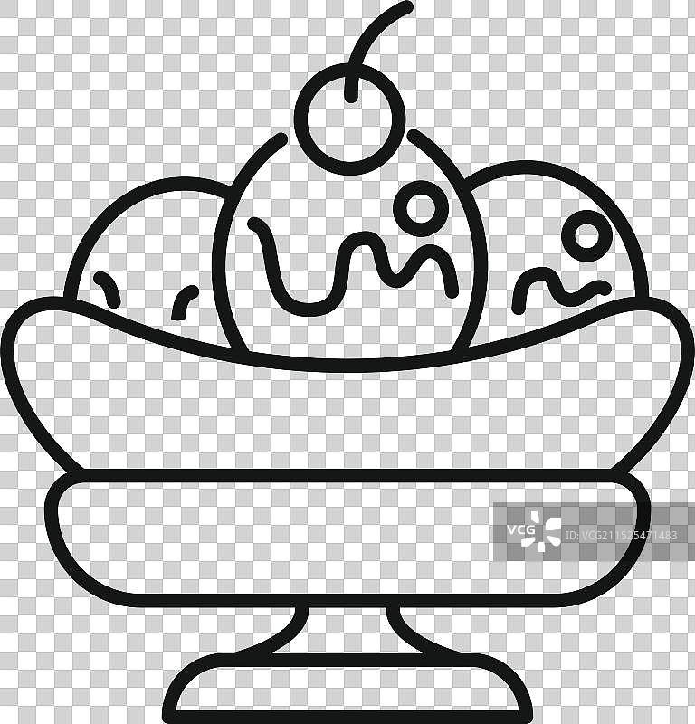 三勺冰淇淋的香蕉船甜点图标图片素材