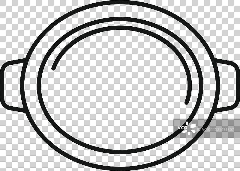 空圆煎锅俯视图线条图标图片素材