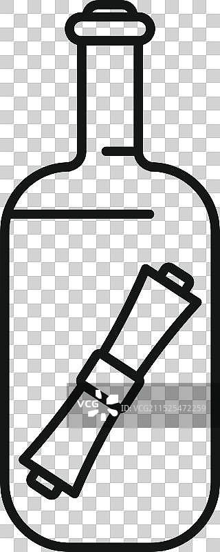 带软木塞的简约轮廓瓶中信图片素材