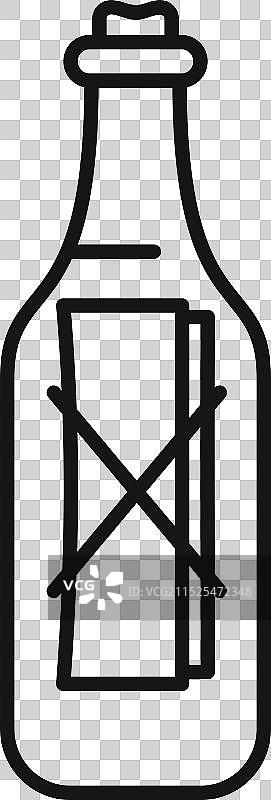 装有卷起消息的玻璃瓶图片素材