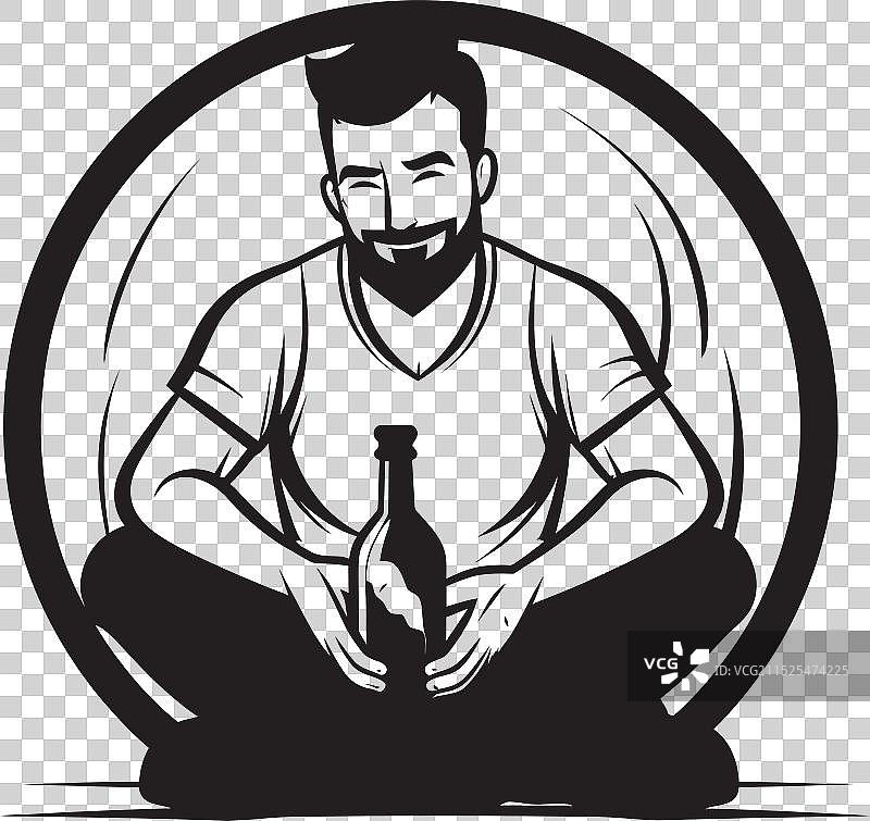 苦艾酒愿景坐姿人物标志图片素材