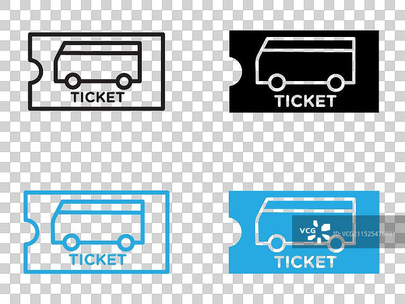 黑白轮廓公交车票图标图片素材
