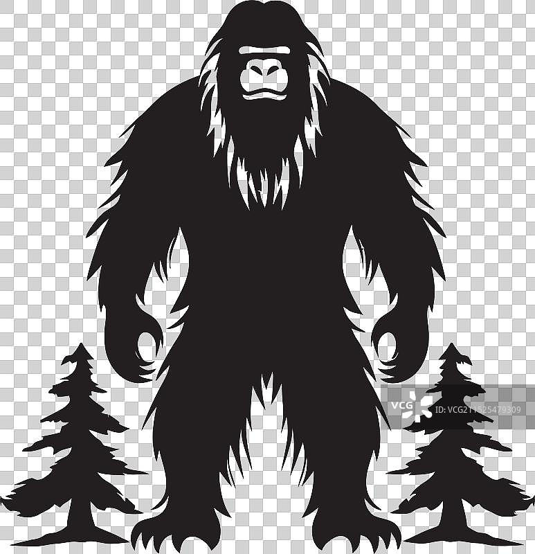 神秘山地大脚怪标志图片素材