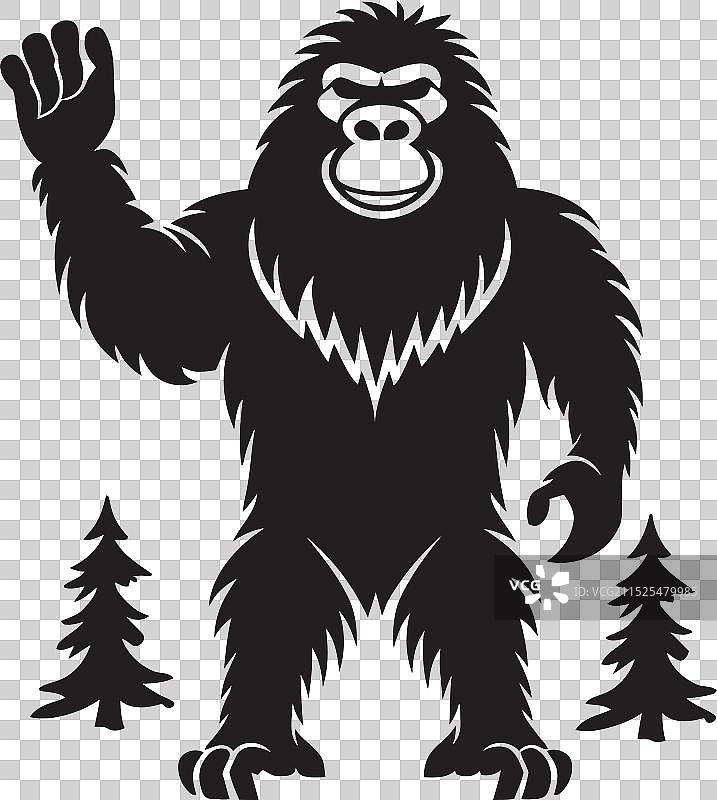 迷人的荒野伙伴可爱大脚怪标志图片素材