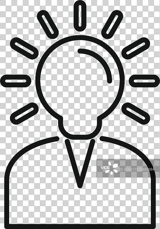 有想法的商人，灯泡照亮头部图片素材