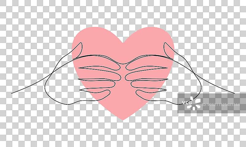 拥抱的双手与红心单线符号图片素材