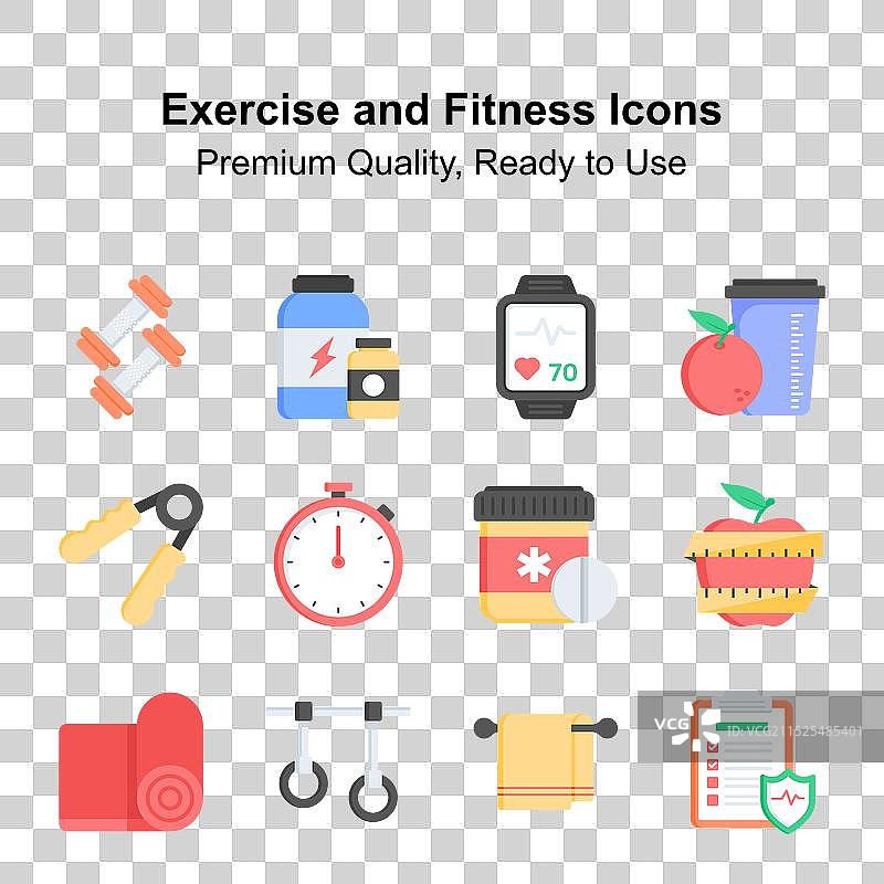 运动和健身图标集，可用于高级用途图片素材
