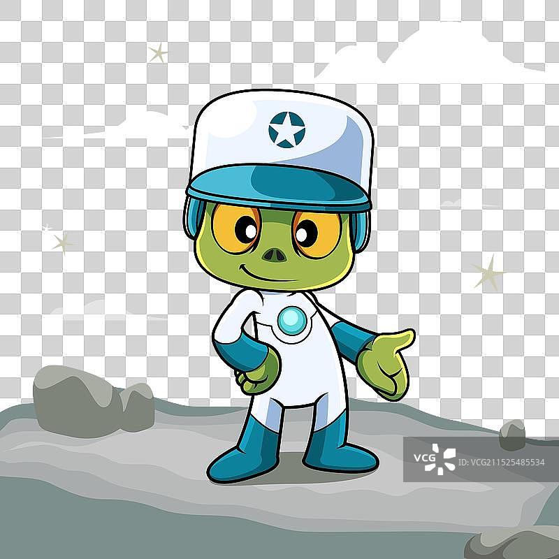 月球上的宇航员绿色小怪物图片素材