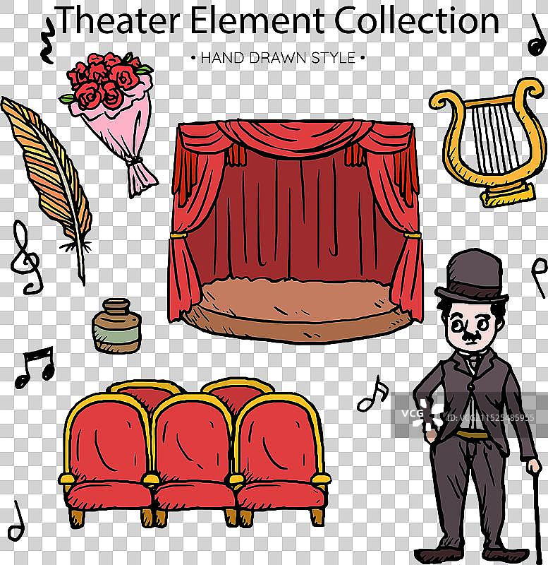 精选手绘剧院元素图片素材