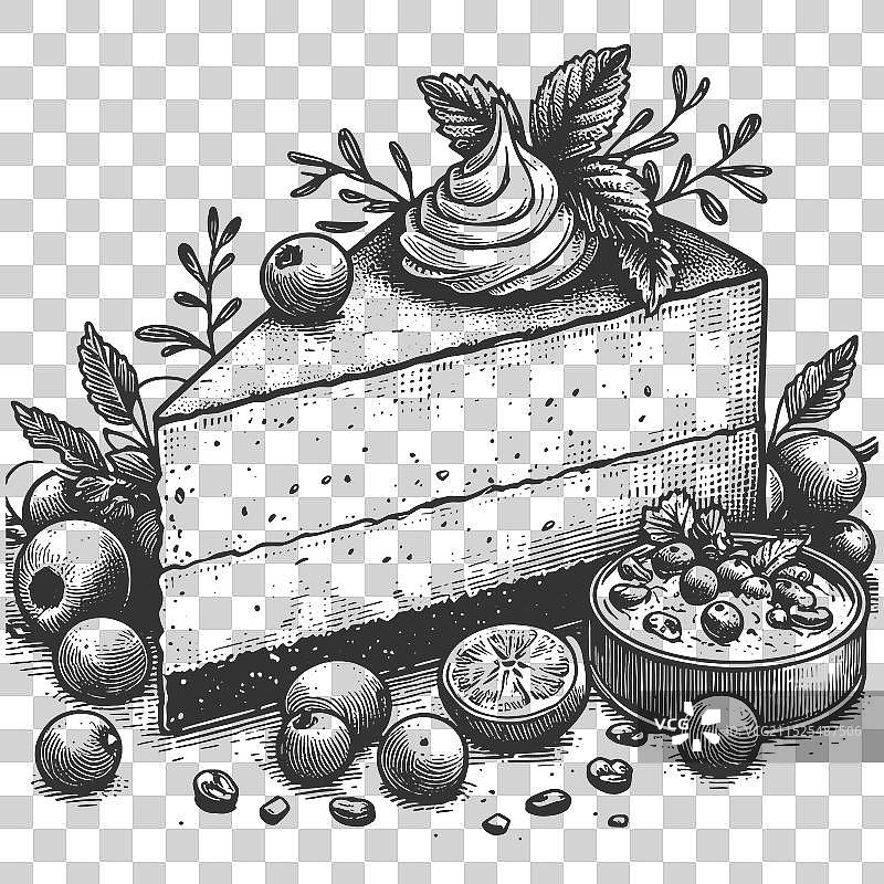 带浆果雕刻的芝士蛋糕图片素材