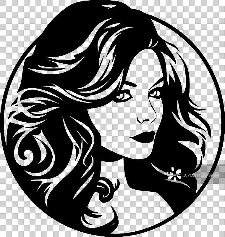 女孩 - 简约扁平风格标志图片素材