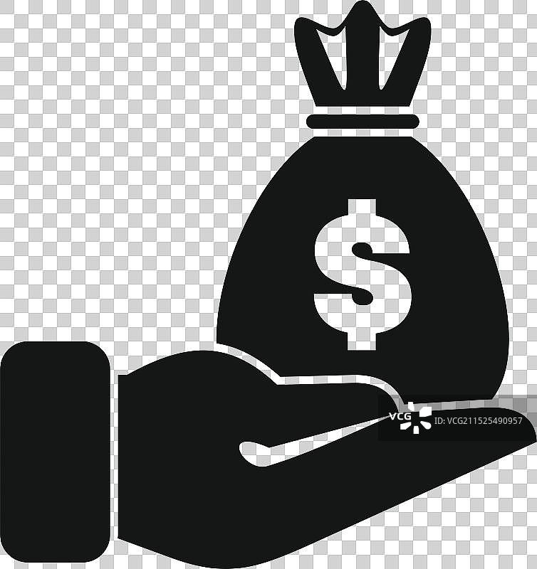 商人拿着带美元符号的钱袋图片素材