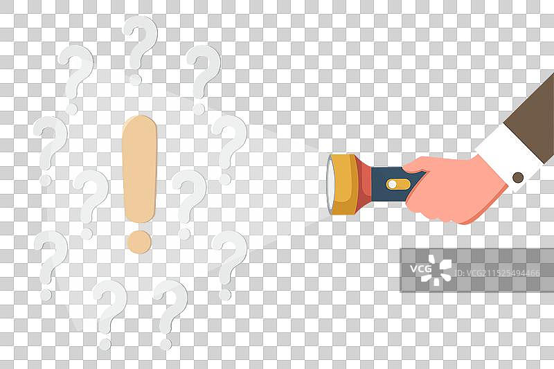 手电筒照亮感叹号图片素材