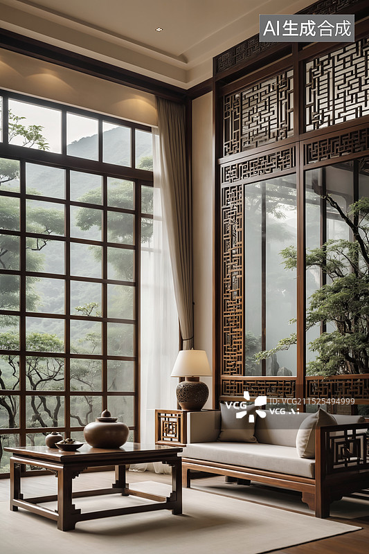 【AI数字艺术】中国古典风格空间设计图片素材