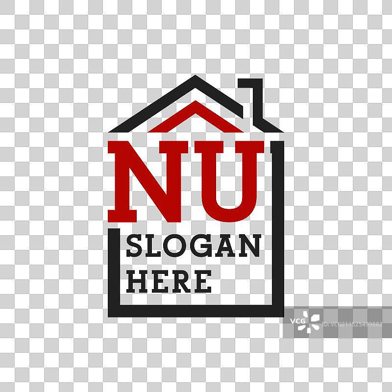 首字母NU房屋屋顶标志图片素材