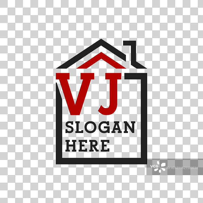 VJ房屋Logo，屋顶字母VJ图片素材