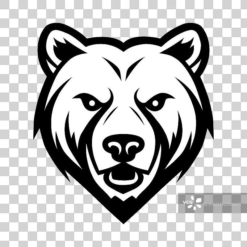 愤怒的灰熊头像纹身风格标志图片素材