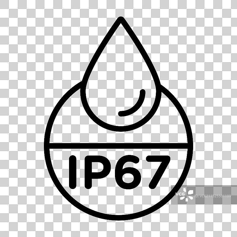 IP67防水图标线性Logo黑色标记图片素材