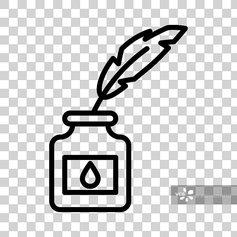 墨水笔图标黑色线性标志图片素材