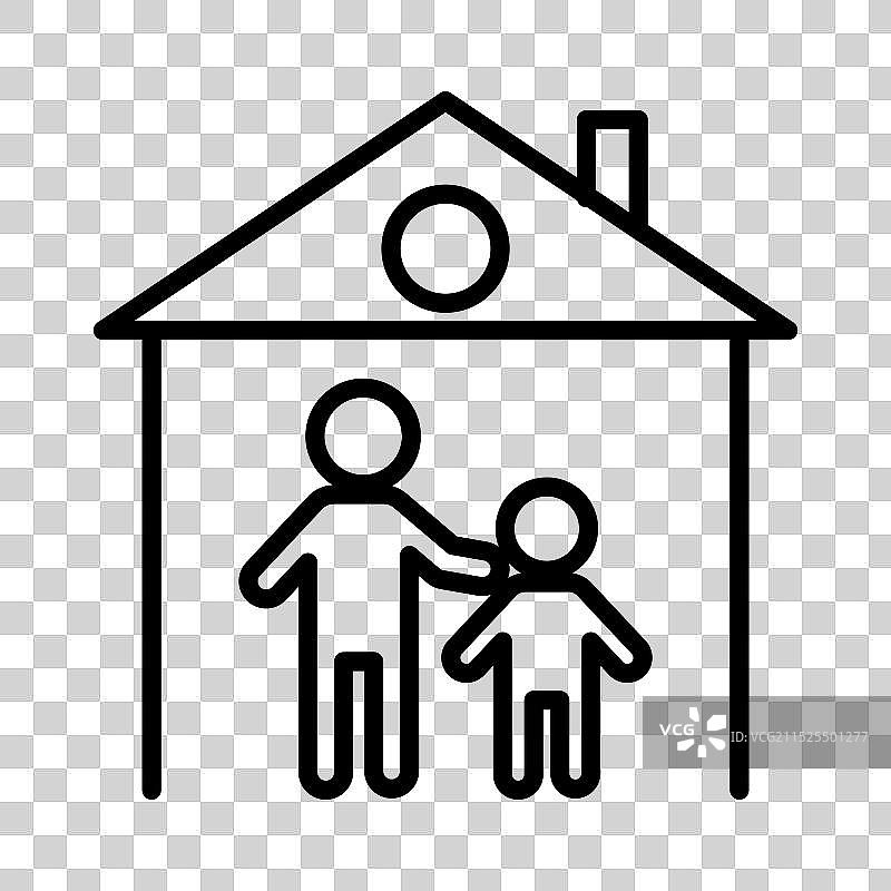 黑色孤儿院房屋线性图标标志图片素材