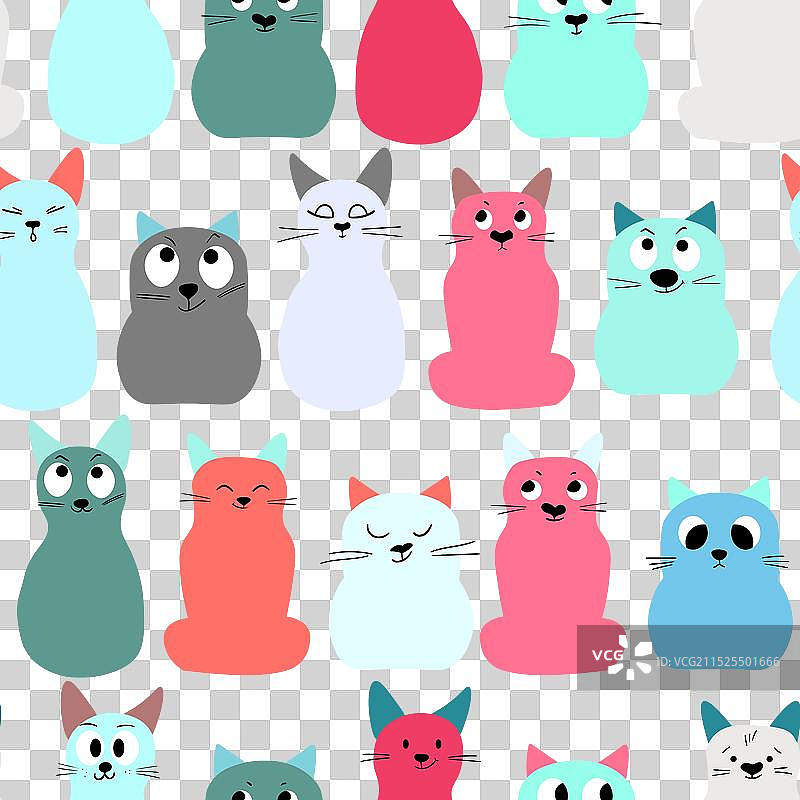 可爱小猫印花无缝图案图片素材