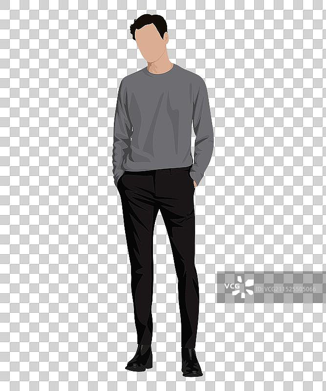 身穿灰色毛衣的男人图片素材