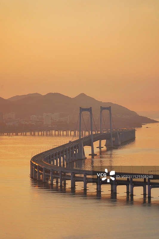 大连星海湾大桥日出图片素材