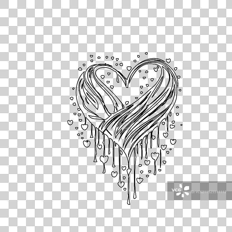 爱心油漆飞溅轮廓草图图片素材