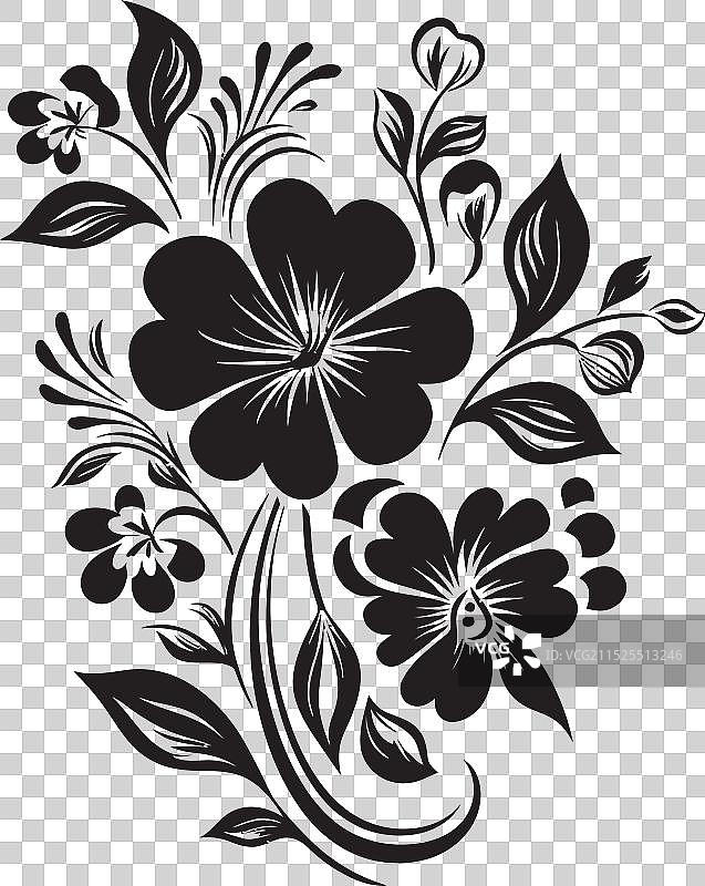 水墨灵感：暗影花卉冥河图片素材