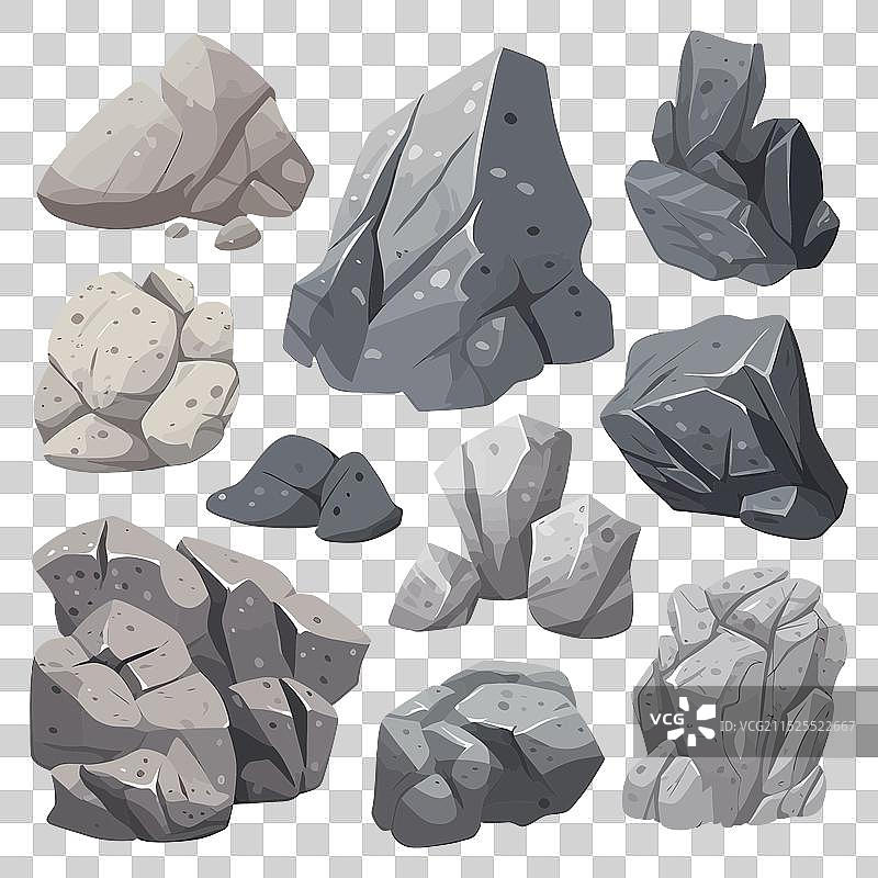 灰色背景下的石块或碎石堆图片图片素材