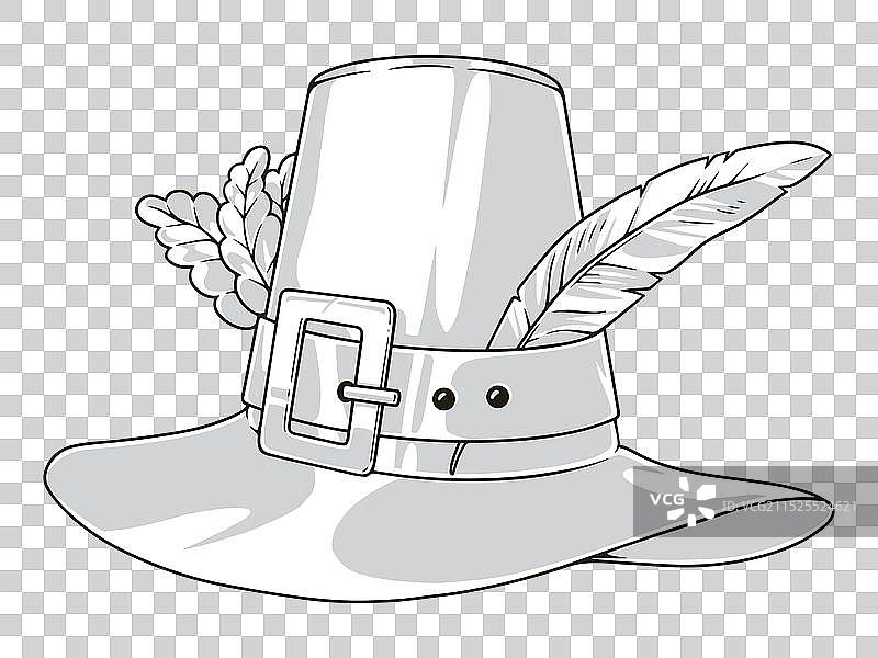 感恩节帽子单色精细标签图片素材