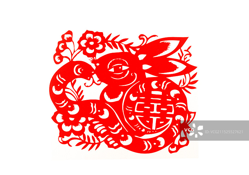 河南非遗，剪纸，蛇盘兔图片素材