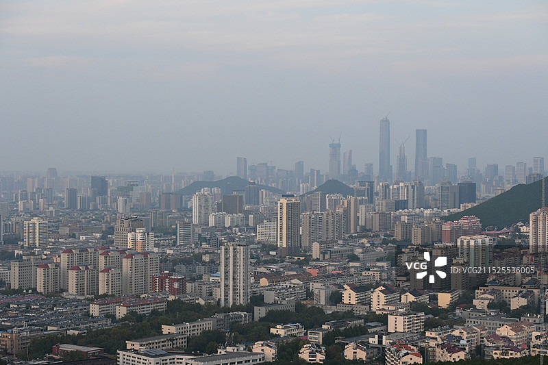 济南千佛山雕像、门牌与俯瞰图图片素材