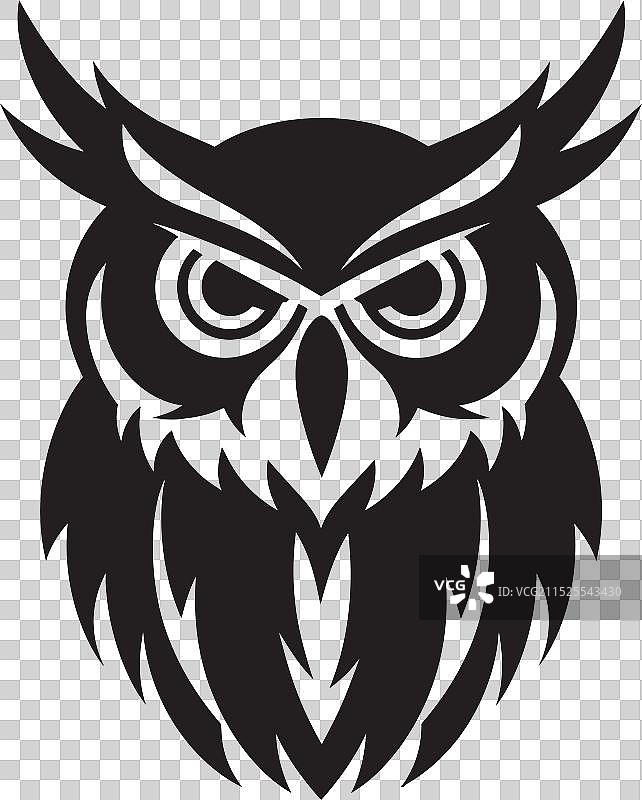 月光下栖息的暗黑猫头鹰图案图片素材