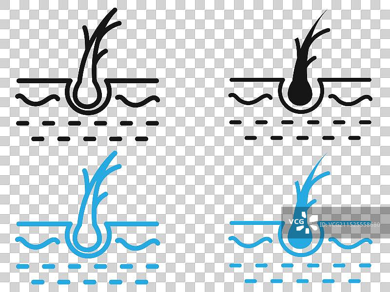 头发分叉黑白轮廓图标图片素材