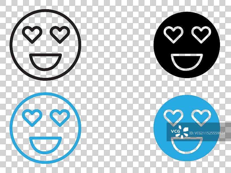 黑白爱心笑脸消息图标图片素材