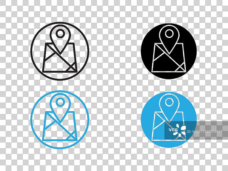 地图上的图钉图标黑白轮廓符号图片素材