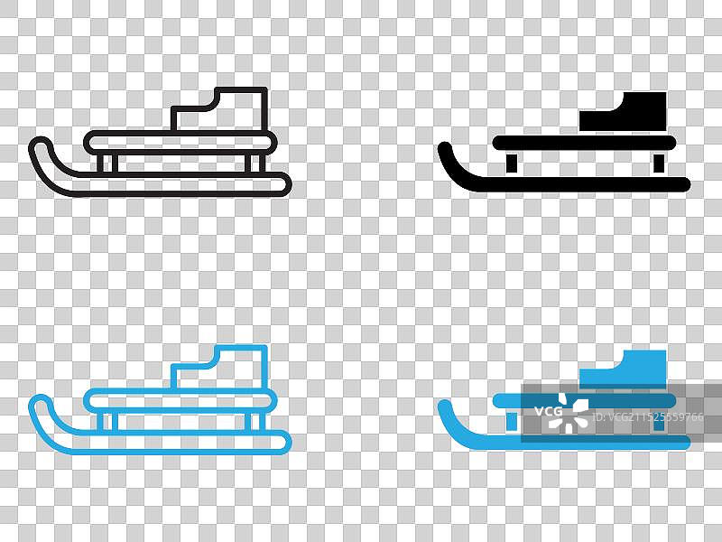 雪橇图标黑白轮廓标志图片素材