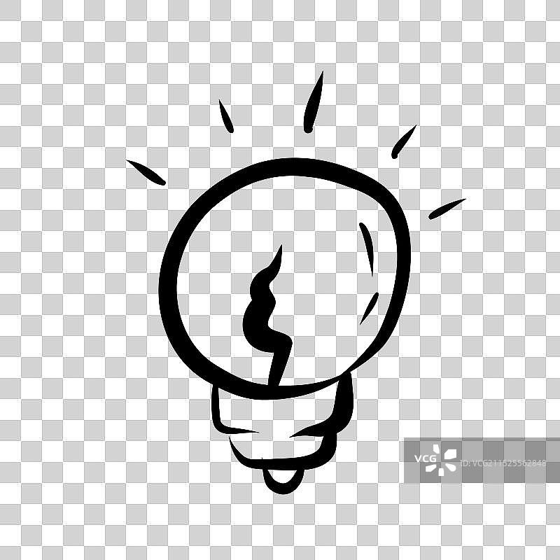 手绘涂鸦草图风格灯泡图标图片素材