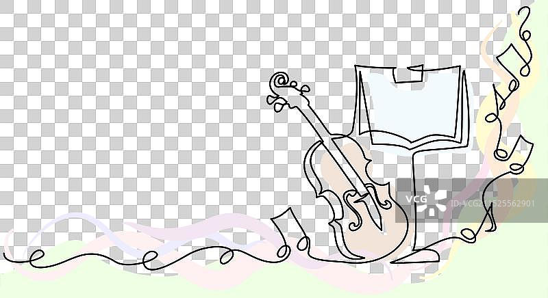 小提琴、乐谱架和音符音乐教育图片素材