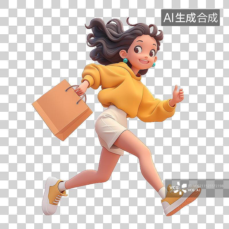 【AI数字艺术】3D购物美女图片素材