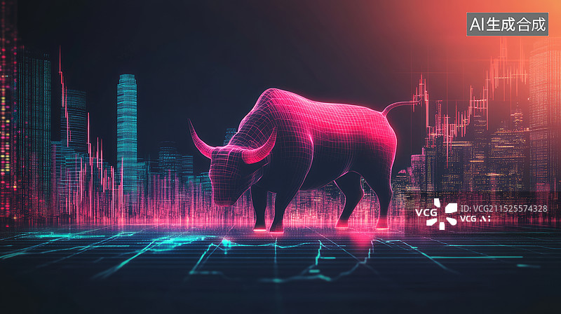 【AI数字艺术】牛市股市背景图片素材