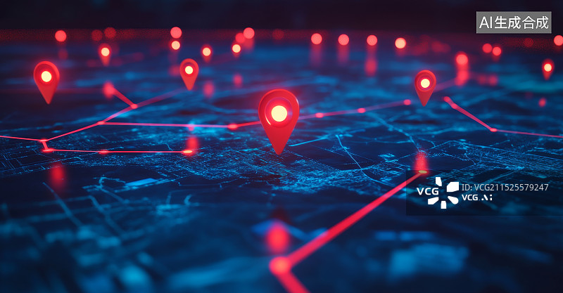 【AI数字艺术】蓝色地图图片素材