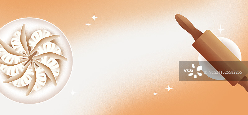 冬至饺子擀面杖节气弥散风横版插画图片素材