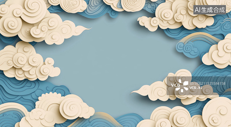 【AI数字艺术】中国风祥云插画背景图片素材