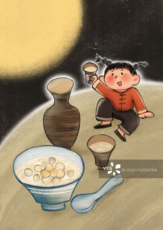 白露节气国风插画图片素材